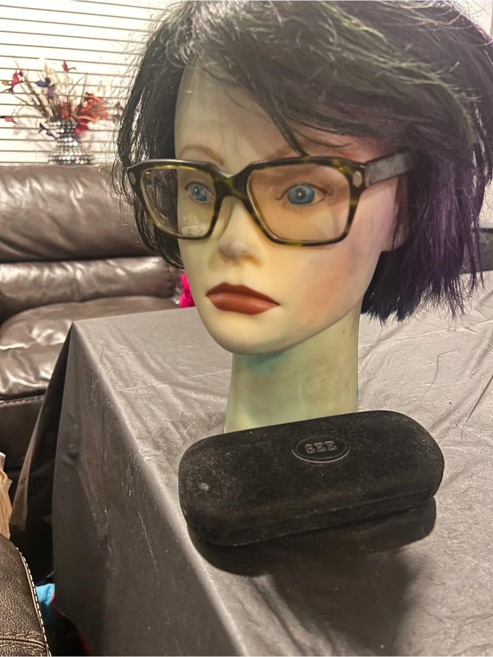 See  Glasses with  See Black Suede Eyewear Case